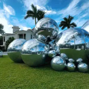 PVC Inflatable Metallic Spheres Party Decor Giant Balloons Blow Up Reflective Ball Big Shiny Mirror Ball Inflatable Mirror Ball