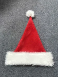 EMO Classic Red Christmas Hats Adult Kids Non-woven Plush Velvet Soft Santa Hat Customize Logo,Size,Fabric