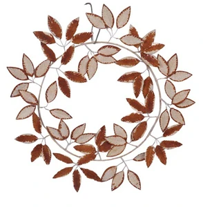 Artificial Handmade Eco-Friendly Christmas Hanging Flower Wreath with Metal Leaves for Holiday Decoration
