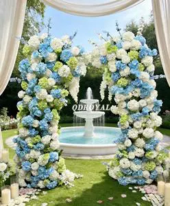 Wholesale Greenery White Elegant Silk Artificial Flower Horn Arch Wedding Party Backdrop Decoration for Monet Events Ceremonies