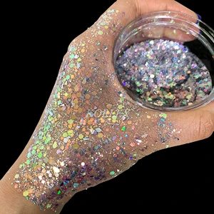Lemon Lime Yellow Green Chameleon Chrome Nail Powder Holographic Chunky Glitter Face Body Eye Art Festival