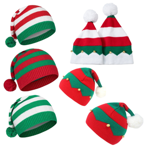 Adult Children's High Quality Polyester Santa Knitted Christmas Hat Parent-Child Gift Festival Party Warm Fashion Bell