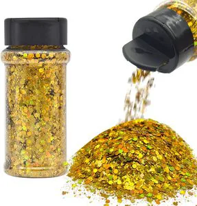 29347 Mix In Gold Sparkle Flakes 65g Sparkle Flakes Pigment For Gilding Nail Art Jewelry Making Resin Craft DIY & Facial Decor