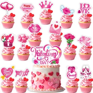 Cross-border Valentine's Day Party Decoration Happy Valentine's Day Cake Toppers Dessert Decoration Arrangement