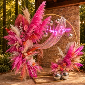 Dried Flower Garden Wedding Arch Swag Pink Welcome Sign Office Salon Backdrop Wall Boho Floral Arrangement Archway Decor Flower