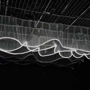 Wholesale S-shaped Ceiling Hanging Decor Drapery Sheer Fabric Wedding Ceiling Drapes With LED Light for Weddings Stage Backdrop