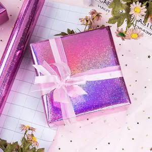 Purple laser gift wrapping paper Wedding gift wrapping paper Valentine's Day gift wrapping paper Color-printed and customizable