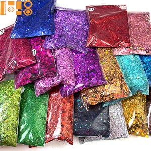 Fashion 50g Glitter Laser Sequins Mixed Sizes Gold Glitter Powder Nail Art Sequins Handmade DIY Flowing Glue Filling Party Props