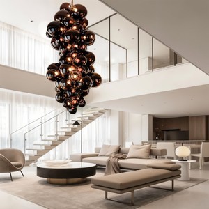ANNO Luxury Glass Ball Chandelier For Hotel Lobby Extra Large LED Hanging Light Custom