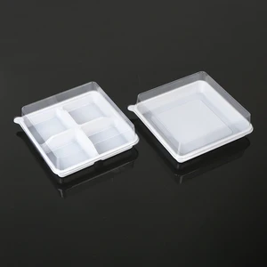 Tiramisu Cake Plastic Container PET Single/4 Compartment Tray W/3.5cm/5cm Lid | Disposable Container For Mousse,Macaron,Pudding