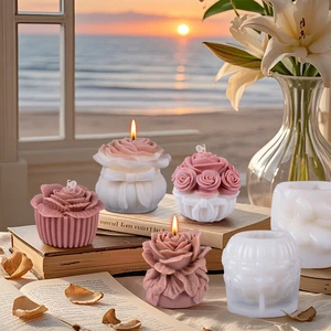 DUMO DIY Rose Bouquet Scented Candle Silicone Mold, Expanded Cake Scented Candle Home Decoration, Source Cross-border Factory
