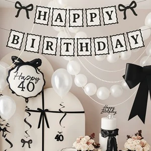 New Black Bow Decor Round Foil Balloons For Birthday Party Anniversary Event Decoration Eco-Friendly