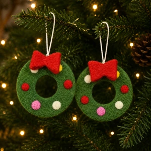 Handmade Felt Christmas Wreath Ornament Holiday Tree Hanging Decoration
