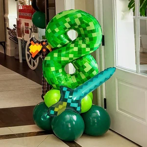 Bestselling 12pcs/set Green Camouflage Digital Pixel Balloons Children's Birthday Party Decoration Set Balloon