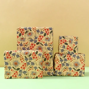All-Around Vintage Floral Watercolor Kraft Wrapping Paper Roll Gift Wrap for Wedding Birthday & Bridal Shower-Party Decorations