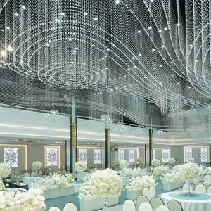 Contemporary Design Crystal String Pendant Hanging Lighting for Wedding Hall Hotel Restaurant Chandelier Lamp