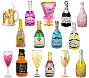 Large Wine Glass Aluminum Foil Balloon Inflatable champagne Bottle Birthday Wedding Party Decoration Balloon