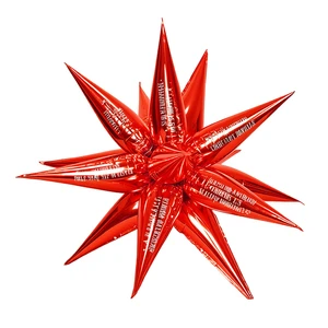 Party Love Metallic Foil Star-Shaped Balloon Estrella Multipuntas Red 26 Inch 66 Cm 12 Pcs Bag