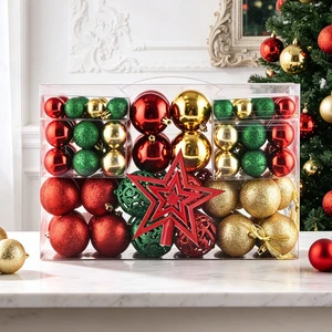 Classic Hanging Christmas Ball Ornaments Hollow Filigree Glitter Xmas Balls With Star Shatterproof Christmas Tree Decor