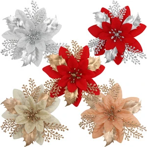 Luxury Red Christmas Wreath and Cane with Small Silk Flowers Small Christmas Tree Decoration-Factory Wholesale