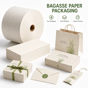 Factory Wholesale Natural Color Biodegradable Bagasse Sugarcane Paper Rolls Custom Size Wrapping Gift Packaging Paper Rolls
