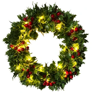 2023 Christmas Wreath With Lights Artificial Red Berry Christmas Wreath for Front Door Christmas Garlands & Wreaths