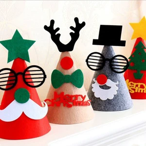 SOLPOP Christmas New Year Felt Party Hats Cartoon Hats Christmas Tree Hat Little Cap for Xmas Holiday Kids Party Favors