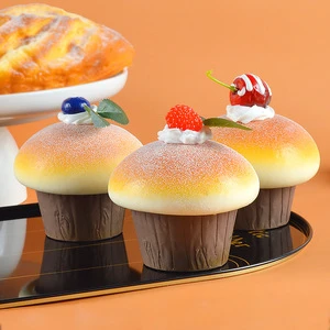 Plastic Artificial Mushroom Cupcake Refrigerator Magnet Fruit Blueberry Cherry Cake Wedding Decoration Ornaments Wholesale Food