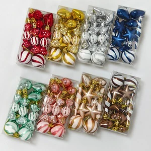 Christmas Ball Tree Hanging Decorations Ornaments Various Small Painted Pendant Gifts in Box for Parties Decorations