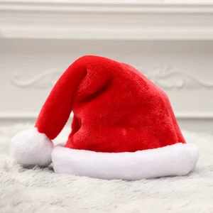 Christmas Hat Children Adult Santa Claus Classic High-end Plush Striped Headwear Decorations
