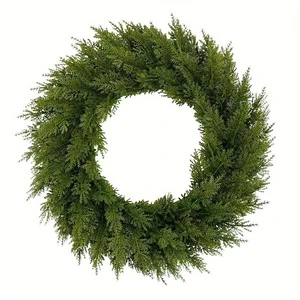 Eco-Friendly Trendy Artificial Norfolk Pine Wreath Soft PE Real Touch Pine Needle Garland Outdoor Holiday Home Wall Door