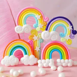Colorful Rainbow Cake Topper Cake Decorating Supplies Birthday Cake Ornamentsfor for Wedding Birthday Party