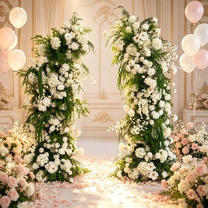 Arrangement Horn Arch Artificial Flower Valentine Day and Proposal Decor Eco-Friendly Removable Folding Arch