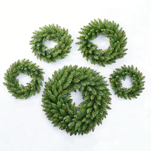Wholesale 30/40/50/60cm Artificial Rattan Green Pine Christmas Wreath For Christmas Outdoor Home Wall Pendant Decoration