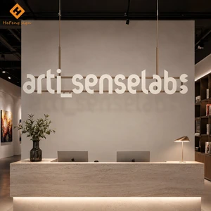 Factory Custom White Solid 3D Letters Metal Frame Ceiling Hanging Logo For Office Reception Sign, Art Studio Sign