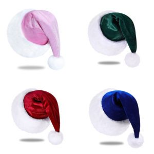 New Year Holiday Unisex Velvet Comfort Red Christmas Hat Extra Thicken Classic Plush Christmas Hats