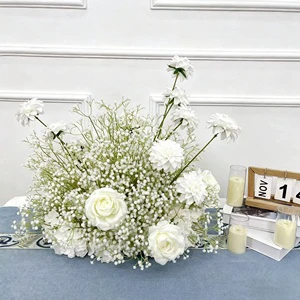 Hot Sale Custom White Baby's Breath Artificial Flower Runner & Arch Set for Wedding Table & Backdrop Decor