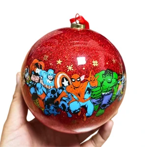 Christmas Tree Decorative Ball Two-dimensional Cartoon Stickers Christmas Ball 10CM Anti-dropping Glue Onion Powder Ball