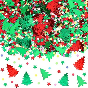Tree-Shaped Glitter Sequins with Metal Foil for Christmas Halloween & Valentine's Day-Red and Green Party Sprinkles