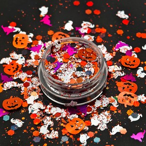 12 Colors Halloween Nail Art Glitter Sequins Holographic Spider Pumpkin Bat Ghost Confetti Glitter for Halloween Party