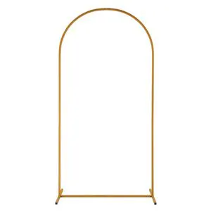 Golden Yellow Iron Wedding Arch 100x200cm Door Frame Shape Portable Wedding Decoration