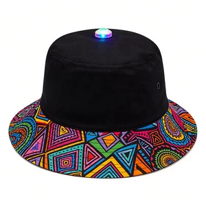 Trending Checkered LED Light Up Luminous Canvas Unisex Party Hat Rave Festival EDM Event Accessory Glow In The Dark Headwear
