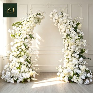 Customized Durable White Horn Arch Wedding Backdrop Silk Flower Arch For Event Decoration