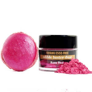 100% EDIBLE Rose Red E555 Free Edible Glitter Cake Powder No Mica Edible Luster Dust for Cake Decoration Drink