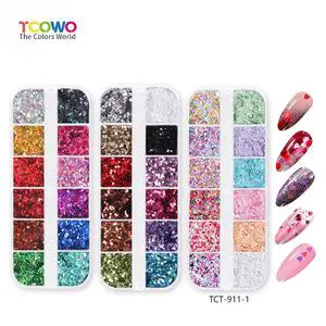 12 Grids Valentine's Day Glitter Love Sequins 1MM Mix Heart Glitter for Nail Glitter Hair Shimmer Beauty Body Art Party Decor