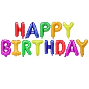 Hot Selling 16-Inch Thick Aluminum Foil 'Happy Birthday' Balloon Set New Metallic Banner Party Decoration Wholesale