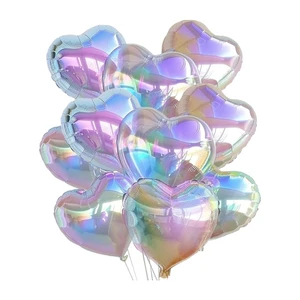 Bulk 18 Inch Holographic Iridescent Heart-shaped Foil Balloon, Shiny For Wedding & Birthday Party Decor