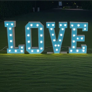 Customized 3D Giant Word Room Letter 4ft LED Words Written in Lights Indoor Vintage Marquee Letters for Wedding Decoration