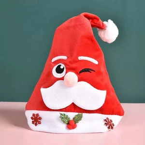 Christmas Decorations Santa Claus Red Light-Up Polyester Modern Christmas Hat Collection for Adults Children Custom Logo Option