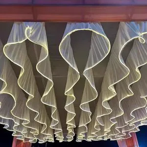 LANJO Luxury Lighting Decorations Water Drop Sheer Curtain 1-color Wall Ceiling Stage Draping for Wedding Events